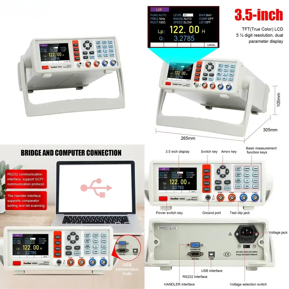 Test Instruments - Dijital LCR Metre Masaüstü Kapasitans Direnç
